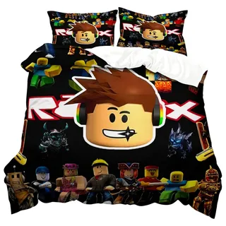 WlsqDE Roblx Bettwäsche, Roblx Bettwäsche 135x200cm, Anime Bettbezug-Set Enthalten 50 * 75cm Kissenbezug, Microfaser, Angenehm & Weich, für Fans Bettbezug