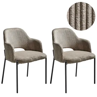 Beliani Esszimmerstuhl 2er Set Cord Taupe