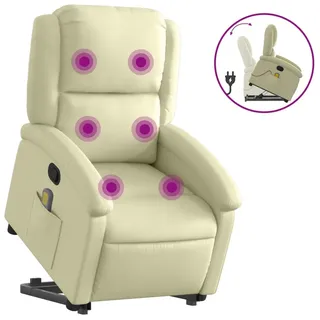 vidaXL Massagesessel mit Aufstehhilfe Creme Echtleder - Creme