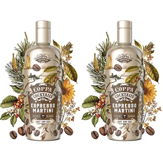 Coppa Cocktails Espresso Martini 0,7L, 14,9% Vol. - Fertig gemixter Cocktail mit Vodka, Espresso & Kaffeenote, Ready to Serve - Kaffee-Klassiker im Glas (Packung mit 2)