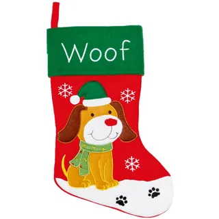 Filz Weihnachtsstrumpf für Haustier Hund 45cm Rot und Grün