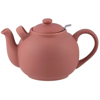 PLINT Stilvoller Keramik-Teekanne Mit Edelstahlsieb - 2500ml Globus-Form Für Bis Zu 10 Tassen, Blühender Tee, Terrakotta-Rose