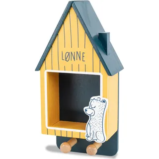 HEJ LØNNE Kindergarderobe mit 2 Haken und Ablagefach - Garderobe Kinderzimmer und Babyzimmer - Kinder Garderobenleiste mit Ablage - Haken Garderobe Kinder 15 x 8 x 25,5 cm