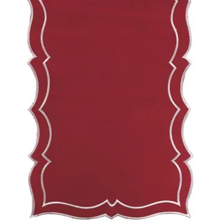 Tischläufer rot 40 x 173 cm Polyester gewellter Rand Silber Xmas