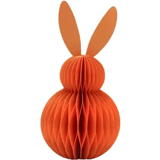 Dekohelden24 XXL Deko-Hänger Honeycomb, Papier Honeycomb, Papier - Osterdeko, Wabenhase aus Seidenpapier, Osterhase aus Papier/Pappe in orange, magnetisch, Lieferumfang 1 Stück, L/B/H 16 x 16 x 30 cm.
