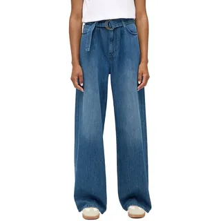 Weite Jeans MUSTANG "Damen Style Luise Wide", Damen, Gr. 29, Länge 30, 680 mittelblau, Denim/Jeans, 100% Baumwolle, weit, Jeans Weite Jeans