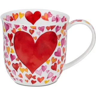 Dunoon Becher Cumbrae Big Love rot 450 ml Bone China Kaffeetasse 102 mm Teetasse 0,45l - Hochwertige Porzellantasse Elegantes modernes Design Spülmaschinenfest Geschenk