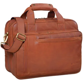 STILORD Excelsior XXL Aktentasche Herren Leder Große Laptoptasche 17+ Zoll Arbeitstasche Büro Tasche Lehrertasche Umhängetasche Echtleder Geräumige Businesstasche für Männer Farbe:tan - Dunkelbraun