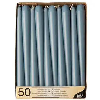 Papstar Leuchterkerzen Ø 2,2 cm, 25 cm arktikblau 88342 Spitzkerzen Halterkerzen, 50 Stück
