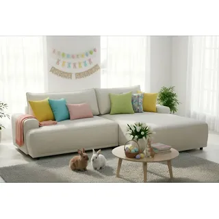 TRENDMANUFAKTUR Eckcouch Polyester 3-Sitzer Grau