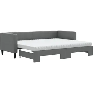 vidaXL Tagesbett Ausziehbar mit Matratzen Dunkelgrau 80x200 cm Stoff - Grau