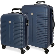 Roll Road India Koffer-Set, Blau, 55/70 cm, starr, ABS-Kombinationsverschluss, seitlich, 112 l, 6,56 kg, 4 Räder, Handgepäck