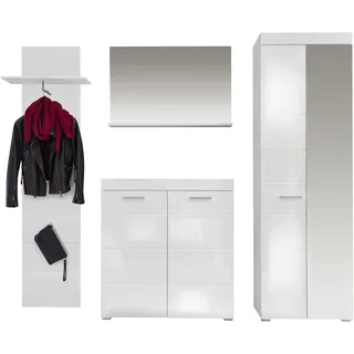 trendteam Garderobenset Amanda 233 x 195 x 38 cm Weiß Hochglanz