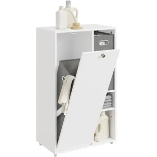 SoBuy Badezimmerschrank mit Wäschekorb und 2 Stoffschubladen 50x85x30 cm
