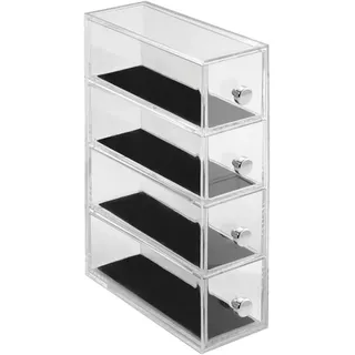 interDesign iDesign Clarity Jewelry Schmuckaufbewahrung | Schmuckkasten mit 4 Schubladen für Uhren, Ketten etc. | Umdrehbarer Schmuck Organizer mit Kratzschutz | Kunststoff durchsichtig