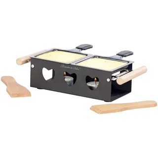 Rosenstein & Söhne Raclette mit Kerzen: Teelicht-Raclette für 2 Personen, mit Schabern und Teelichtern (Stövchen, für 2 Personen mit Kerzen, mit Teelichter)