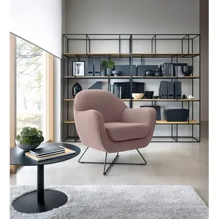 TRENDMANUFAKTUR Sessel »Evora, Loungesessel, Designsessel« in zeitlosem Stil mit modernem Metallgestell, lila