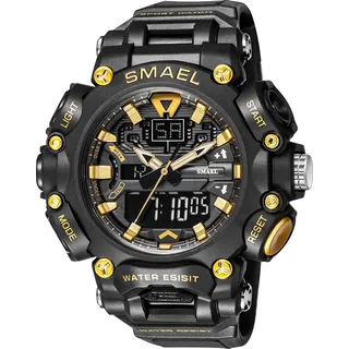 SMAEL Zain Herren Sportuhr Schwarz/Golden - Stoßfest & Multifunktional KP14077 - Schwarz, Gold