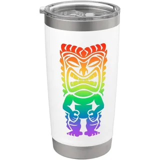 Rainbow Lono Hawaiianischer Tiki-Gott Polynesischer Stammesstaat Hawaii Doppelwandiger Edelstahl-Thermobecher
