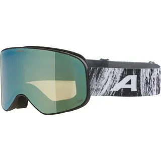 Alpina Slope Q-Lite Skibrille für Damen und Herren, Anti-Fog, effektive Luftzirkulation, Verspiegelte Scheibe, black-glacier matt/green