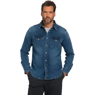 JP 1880, Herren, Große Größen, Jeanshemd, Flexnamic, Denim, Langarm, Kentkragen, Modern Basic Fit, Western Look