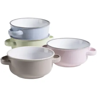 Mäser Suppenteller Maila 400 ml hellblau/hellgrün/rosa/grau 4er Set