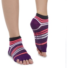 Gaiam Damen Easy to Grip Zehenlose Yoga Socken, pink / violett, S-M EU