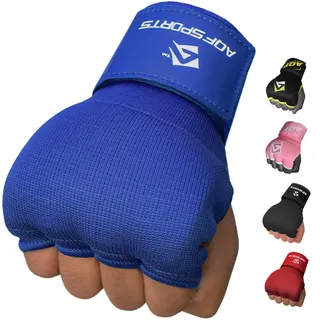 AQF Boxing Innenhandschuhe Handumschläge Faustpolsterbandagen MMA Gel Strap Mitts Kickboxing (Blau, S)