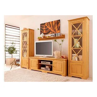 Home Affaire Wohnwand »Lisa«, (Set, 3 St.), bestehend aus zwei Vitrinen und einem Lowboard, massives Kiefernholz, beige