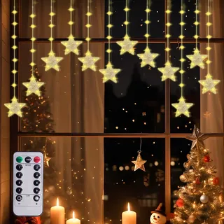 Bonlux 120LED 3m Weihnachtslichterkette, 8 Beleuchtungsmodi & 11 Helligkeitsstufen, Lichterkette Innen/Außen mit Timer/Speicher, IP44 wasserdicht für Weihnachten, Party Dekor (12 Haken enthalten)