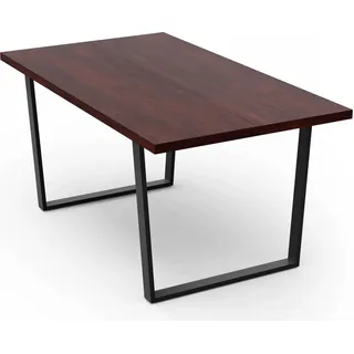 Blumfeldt Bearsdon Esstisch – Farbe Walnuss MDF-Tischplatte 160 x 90 cm, Schwarze Tischbeine aus Metall, Industrieller Loft-Stil, Hitze- und Kratzfest, Perfekt für Esszimmer und Küche - Braun