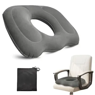 Aufblasbares Sitzkissen Orthopädisch, Bürostuhl Sitzkissen Stuhl Anti Hämorrhoiden mit einer Aufbewahrungstasche, Sitzkissen Orthopädisch, Ergonomisches Sitzkissen für Zuhause Büro oder Auto(Gray)