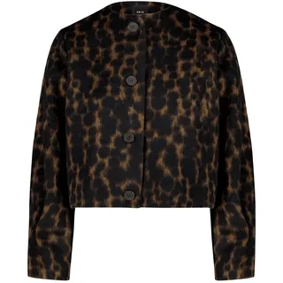 Jackenblazer ZERO "Casual-Blazer mit Jacquard", Damen, Gr. 36, schwarz (braun, schwarz), Obermaterial: 79% Polyester PES. 14% Polyacryl PAN. 3% Polyamid PA. 2% Wolle WO. 1% Baumwolle CO., Blazer Jackenblazer
