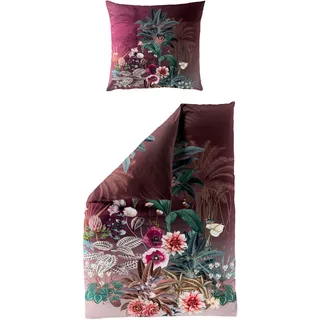 BIERBAUM Bettwäsche »5283« 2 Stk. tlg. Mako-Satin, 100 % Baumwolle, pflegeleicht, floral, rot