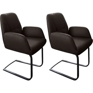 W.Schillig Freischwinger Leder braun 2er Set
