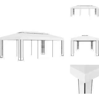 vidaXL Pavillon mit Doppeldach 3 x 6 m Weiß - Pavillons & Partyzelte - Weiß