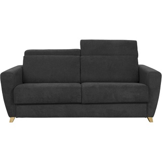 Schlafsofa Matratze verstellbare Kopfstücke anthrazitgrauer Samt 140x190 cm GOYA