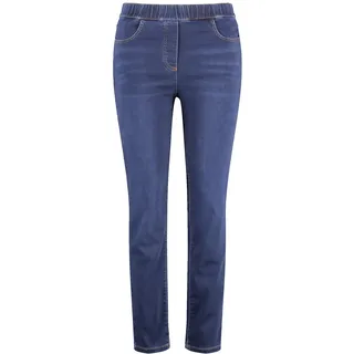 Samoon Damen Jeggings aus Stretch-Denim Lucy unifarben, Washed-Out-Effekt reguläre Länge Blue Denim 44