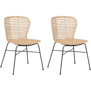 Beliani Rattanstuhl Sandbeige 2er Set