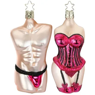 Christbaumschmuck Weihnachtskugeln Set | Geschenkset Christbaumfigur | Made in Germany | Handbemalt und mundgeblasen (Torso Mann und Frau)