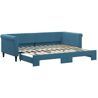 vidaXL Tagesbett Ausziehbar Blau 90x200 cm Samt - Blau