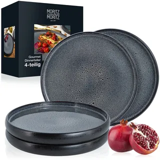 Moritz & Moritz SOLID 4x Speiseteller 26 cm - Steinzeug Teller Set - Geschirr Set zum Servieren