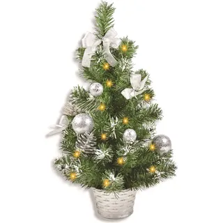 Geschmückter Weihnachtsbaum mit 20er LED Lichterkette - 50cm | 20258 - Silber - Silber