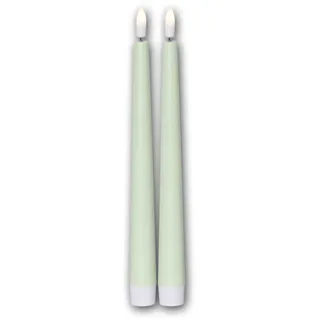 Star Trading 060-23 LED-Stabkerze "Flamme Candy", 2er Set pastellgrün, Kunststoff, ca. 2,3x26 cm, naturgetreue Flamme, Batterie, Timer, Vierfarb-Karton