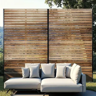 Privatsphärenschutzwand – Freistehende Metallwand für Garten und Terrasse, in Schwarz