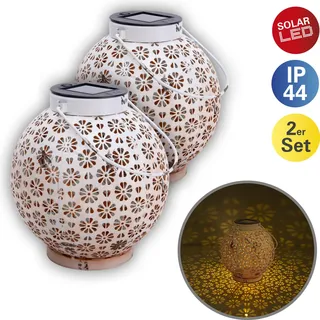 Solarleuchte Garten Laterne 2er Set Kugel Solarlampe Außenleuchte Solar 5285423 - Weiß