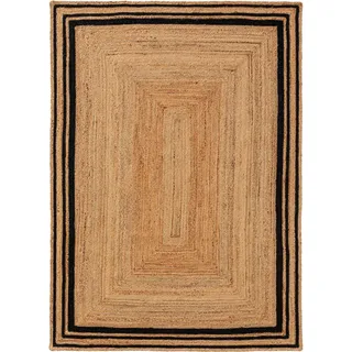 benuta Pure Juteteppich Jutta Schwarz 60x100 cm , Textil , Beton Optik , Rechteckig , 60x100 cm , Gots , für Fußbodenheizung geeignet , Teppiche und Böden, Teppiche