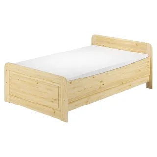 Seniorenbett extra hoch 120x200 Einzelbett Holzbett Gästebett Massivholz Zubehör wählbar V-60.42-12Rollrost und Matratze inkl. - Braun
