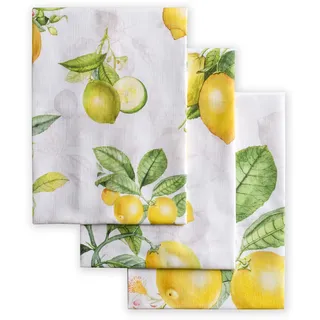 Maison d' Hermine Limoncello 100% Baumwolle Set von 3 Multi-Purpose Küchenhandtuch | Bar Handtücher | Frühling/Sommer (50 cm X 70 cm)