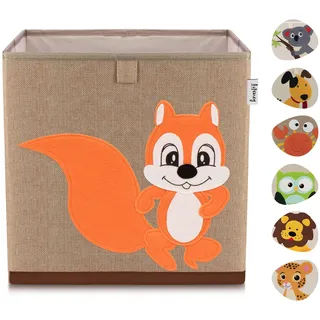 LIFENEY Aufbewahrungsbox Kinder mit Eichhörnchen Motiv I Spielzeugbox mit Tiermotiv passend für Würfelregale I Ordnungsbox für das Kinderzimmer I Aufbewahrungskorb Kinder